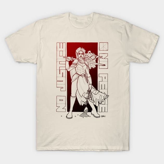 Lady Justice - No Justice, No Peace T-Shirt by Indi Martin